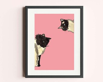A4 Cat Art Print / Goofy Cat / Silly Cat / Ragdoll / Prints