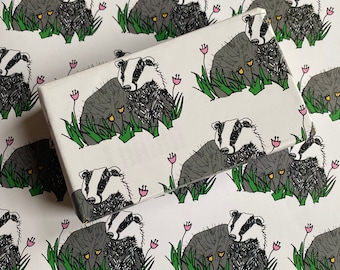Badger Wrapping Paper / Gift Wrap / Wildlife / Scottish / Animals / Party / Birthday /