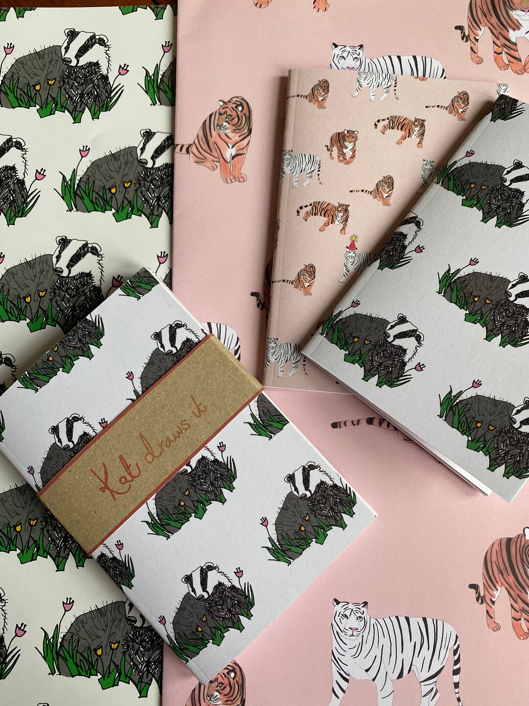 A6 Notepads / Notebooks / Badger / Tiger / Pack of Two / Animals ...