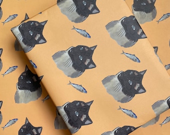 Cat / Fish / Wrapping Paper/ Gift Wrap / Cats / Ragdoll / Wildlife / Nature / Animals / Birthday