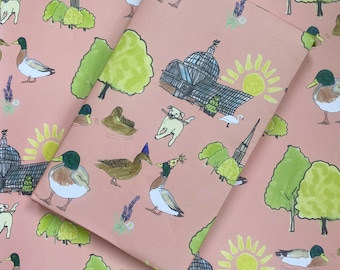 Park Life / Wrapping Paper/ Gift Wrap / Ducks /  Labrador / Parks / Swan / Glass House / Wildlife / Animals / Birthday