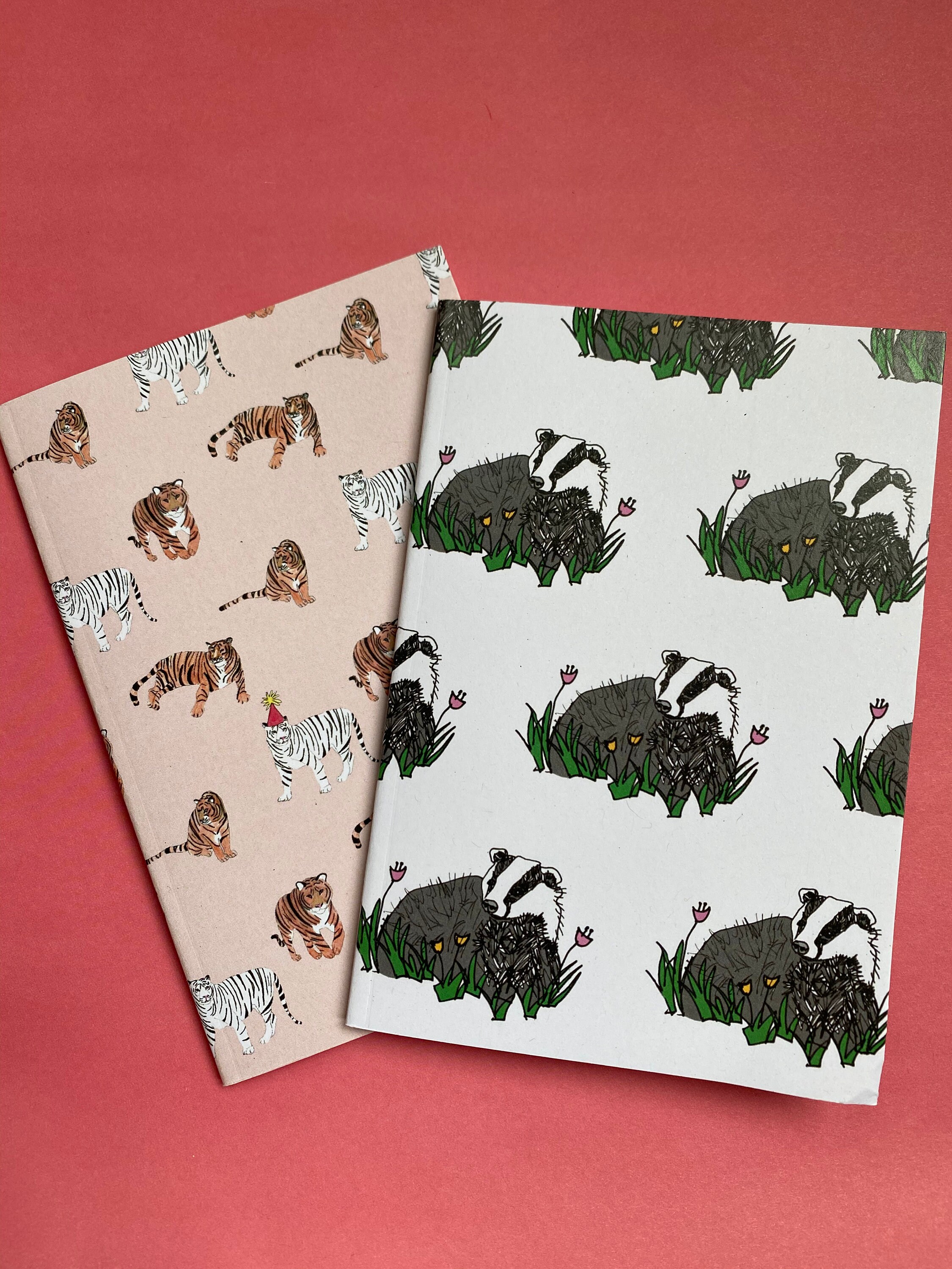 A6 Notepads / Notebooks / Badger / Tiger / Pack of Two / Animals ...