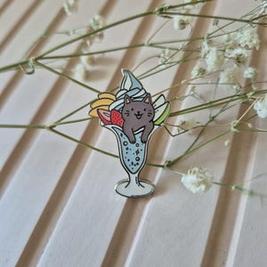 Ice Cream Float Cat Hard Enamel Pin