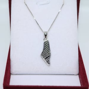 Collier Palestine , Pendentif Palestine , Argent sterling 925 , Pendentif carte , Carte de la Palestine , Palestine libre , Keffieh , Cadeau , Palestinien