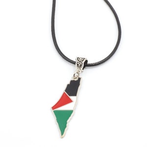 Palestina ketting, zwarte ketting, Palestina ontwerp, Palestina hanger, kaart van palestina, vrij Palestina, cadeau voor haar, cadeau voor hem