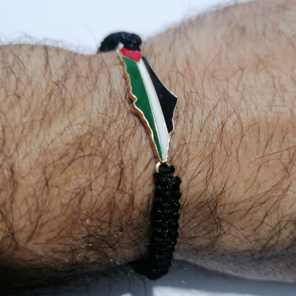 Bracelet Palestine , Palestinien , Bracelet cordon , Bracelet homme , Palestinienne , Palestine , Palestine libre , carte de la Palestine , Bracelet jonc