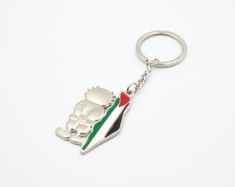 Portachiavi Handalah - Palestina - Mappa della Palestina - Ciondolo Palestina - Bandiera della Palestina - Design Handalah - Design Palestina - Palestinese - Regalo