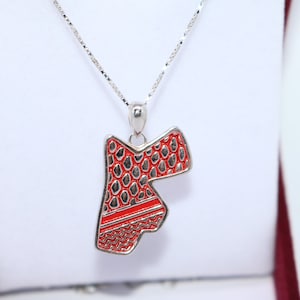 Pendentif Jordan , Collier Jordan , Argent sterling 925 , Pendentif Carte , Carte Jordan , Jordan First , Keffiyeh , Idée cadeau , Jordanien , Shmagh