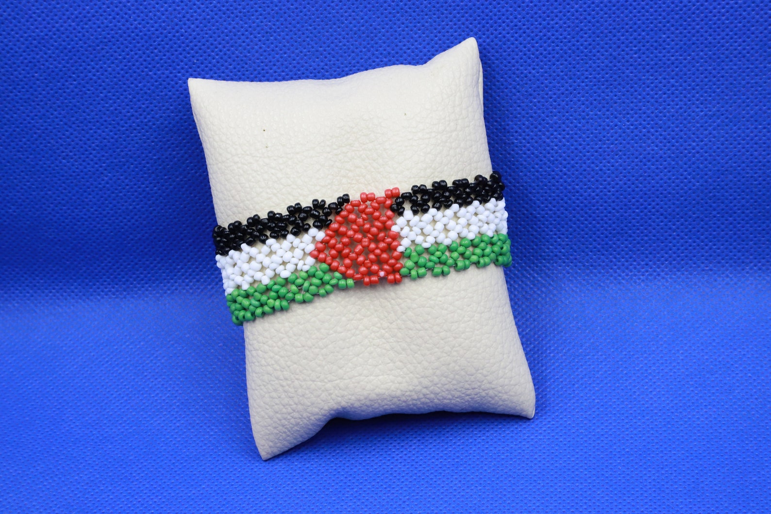2-Piece Handmade Bracelet with Palestinian Flag Design and Crystal Stones