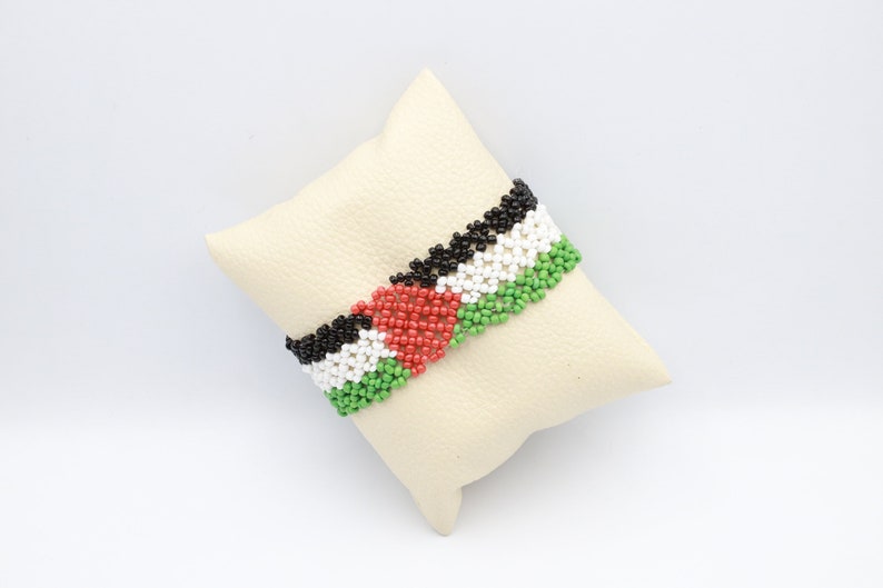 2-Piece Handmade Bracelet with Palestinian Flag Design and Crystal Stones main image 0
