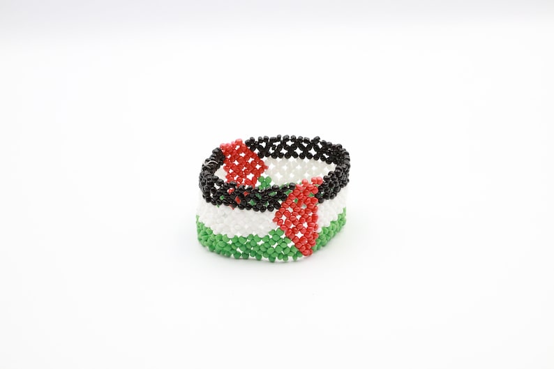 2-Piece Handmade Bracelet with Palestinian Flag Design and Crystal Stones
