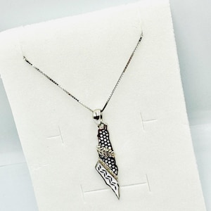 Ketting kaart van Palestina , Palestina , 925 sterlingzilver , Kaarthanger , Kaart Palestina , Vrij Palestina , Keffiyeh , Palestijns