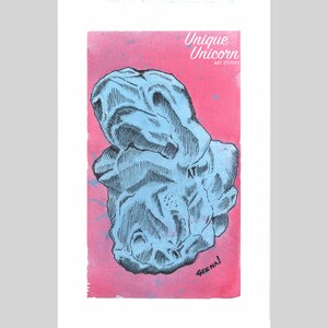 Bubble Gum - Print Abstract Candy watercolor blue pink