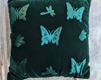 Embossed Velvet Accent Pillow Butterflies
