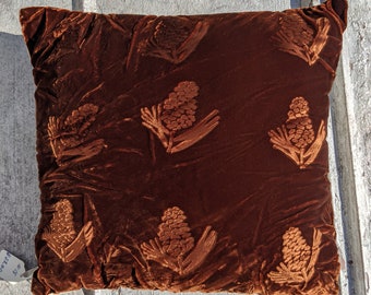 Embossed Velvet Accent Pillow Pine Cones