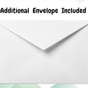 May include: A plain white rectangular paper envelope with a triangular flap centered at the top. The text "Additional Envelope Included" is printed in black, bold, sans-serif font above the envelope, indicating an extra item is provided.