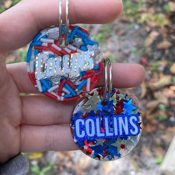 Fourth Of July Resin Pet Collar Tag • Resin Dog Tag