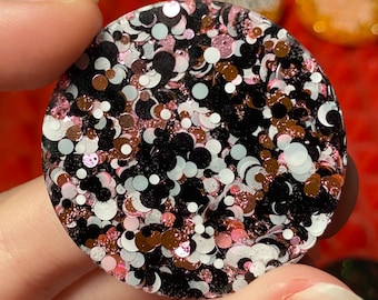 The Sock Hop • Pink, White and Black Glitter Resin Pet Collar Tag • Resin Dog Tag