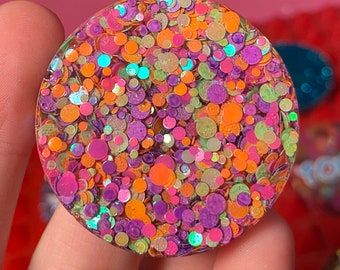 Groovy Baby • Purple, Pink, Orange and Green Glitter Resin Pet Collar Tag • Resin Dog Tag