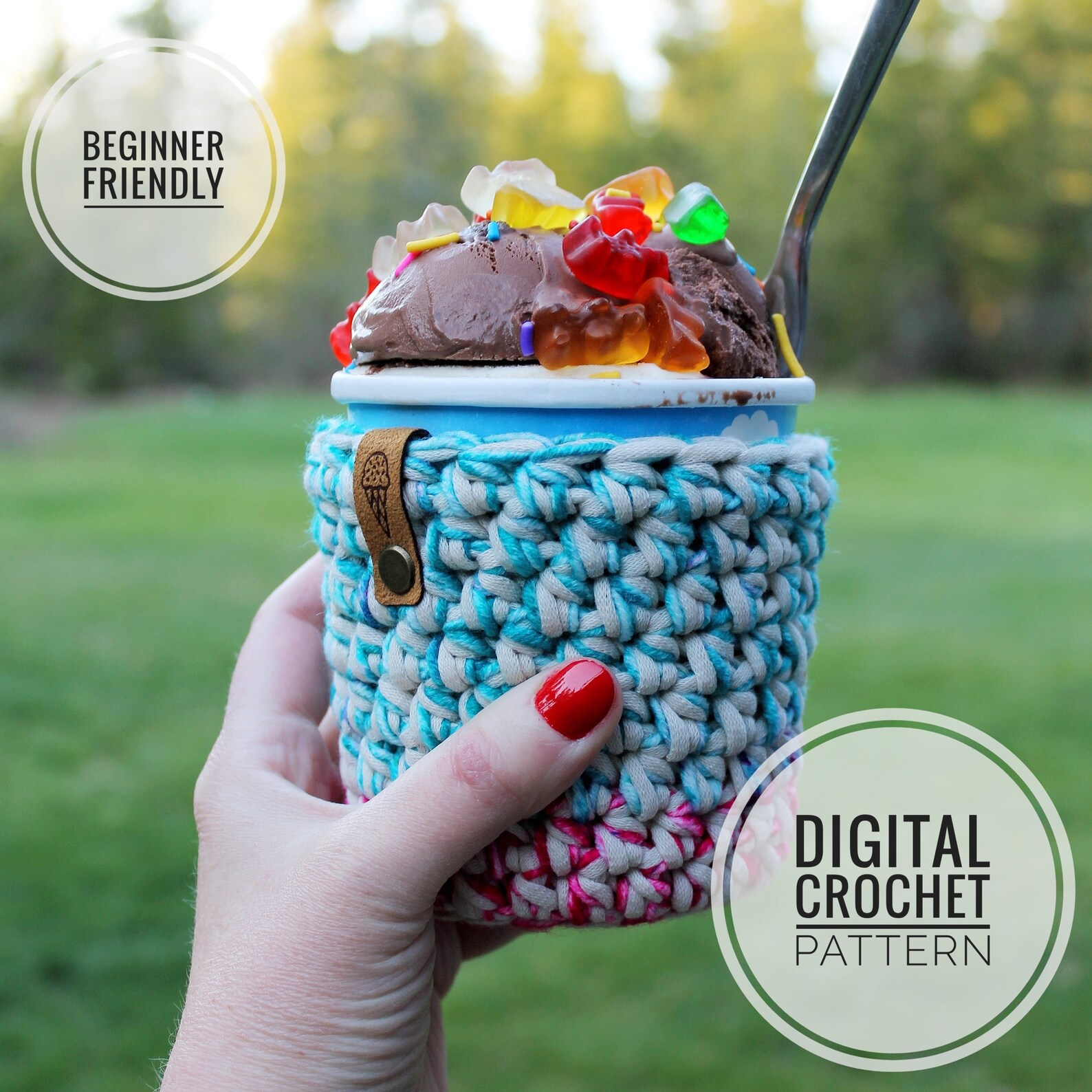 Crochet Ice Cream Cozy Pattern/happy Sprinkles Cozy Etsy