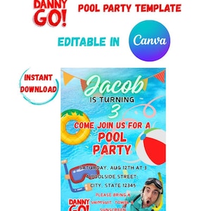 Danny Go Pool Party Invitation – Editable Canva Template