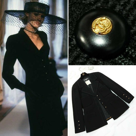 Chanel Tweed Black Jacket Size 36 