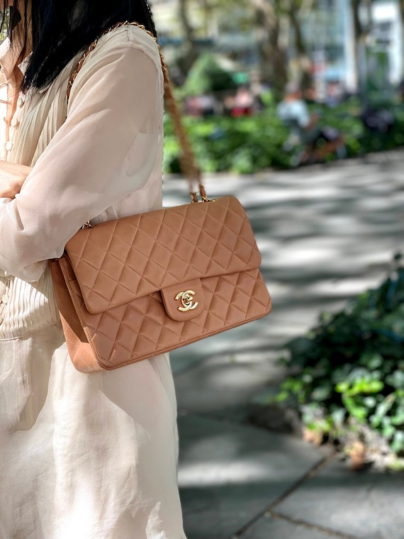 Chanel Classic Lambskin Beige Tan Bag -  New Zealand