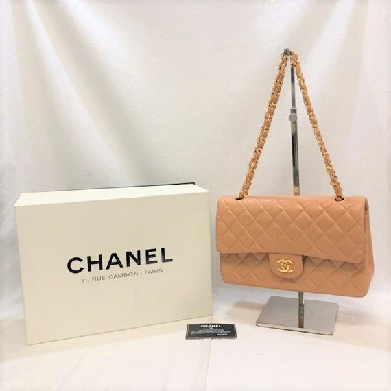 CHANEL Lambskin Quilted Mini Flap Bag Beige