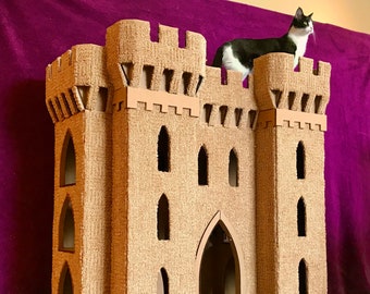 DIY Cat Castle Gothic Plans Cardboard play house.  Pattern files included. *Digital downloads only* #EtsyDIYweek