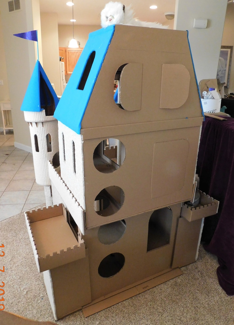 DIY Cat Castle Cardboard Play house Plans & Patterns | Etsy