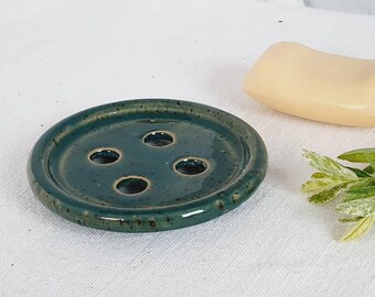 Seifenschale, Keramik, grün, handgemacht