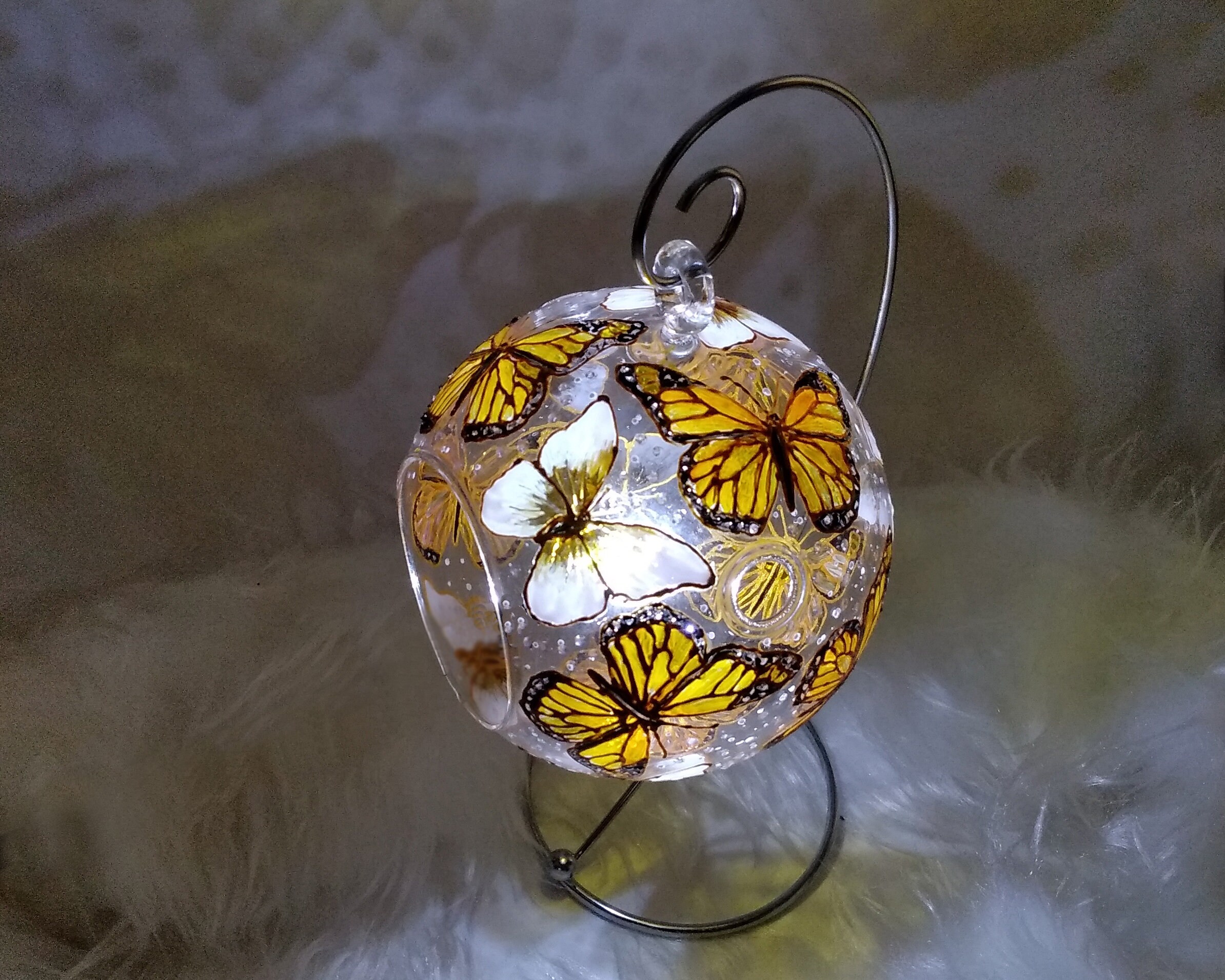 Butterfly glass candle holder hand painted stain glass Etsy