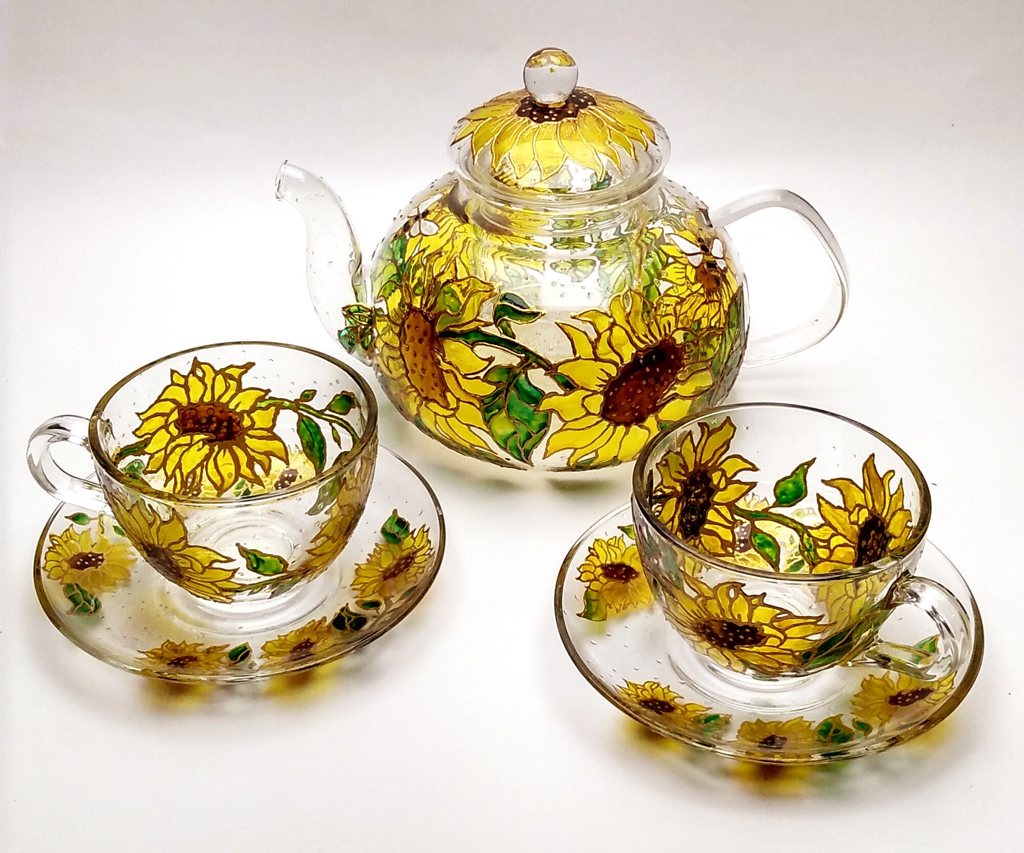 Sunflower tea set with teapot tea cup and saucer Personalized Etsy