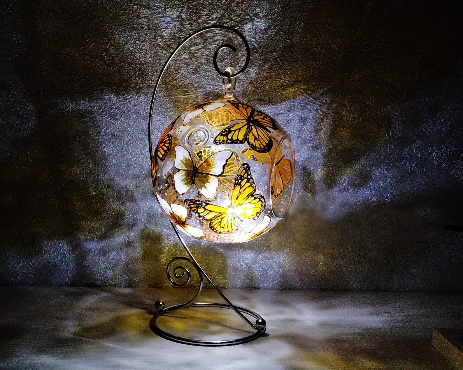 Butterfly glass candle holder hand painted stain glass Etsy