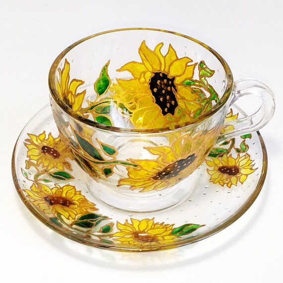 Sunflower tea cup and saucer tea set Mother's day gift Etsy