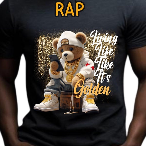 Living Life like it golden chibi bear png for download only high resolution