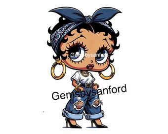 Black African American Chibi Girl in Army Fatigue Wear Cute Png for ...
