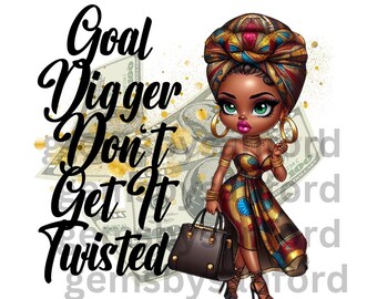 Black Girl Magic Chibi Png for download only Sublimation.