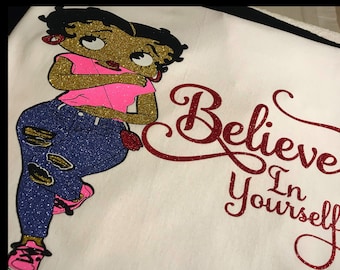 Believe in yourself all glitter betty boop tee shirt