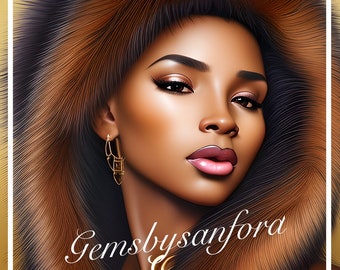 African woman design beautiful digital Png for download only