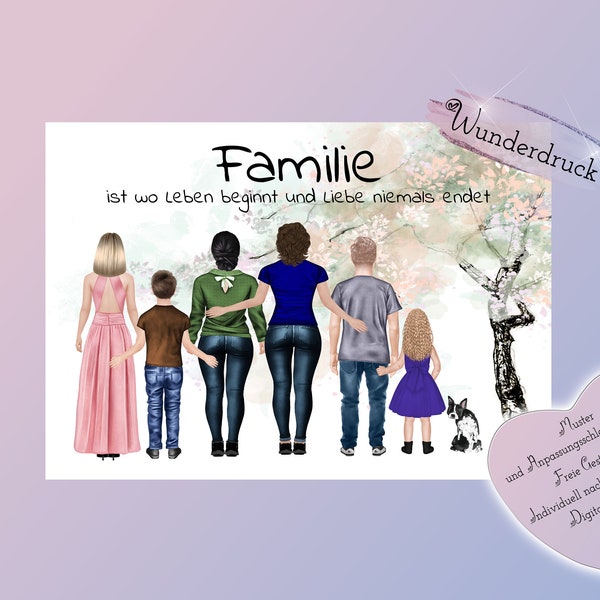 Familienbild personalisiert | Familie | Geschenk | Leben | Endless love | Wunderdruck | Familienposter | F59