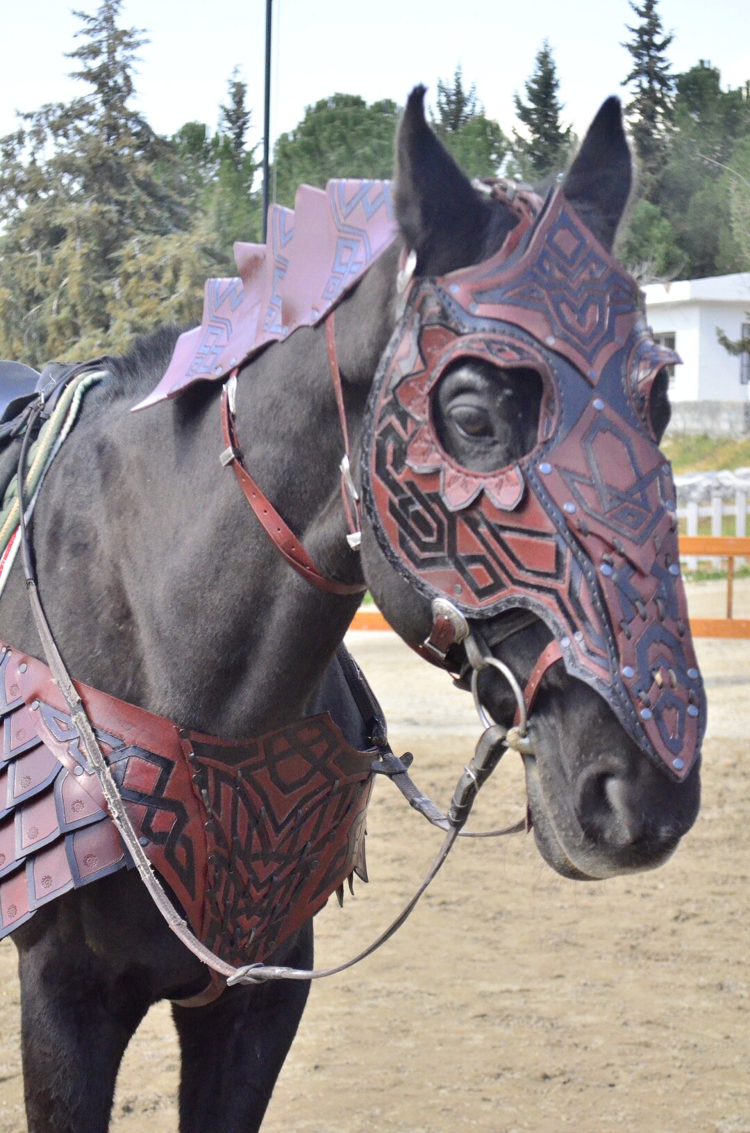 Horse Face Armor Horse Neck Armor Collar Leather Costume Etsy