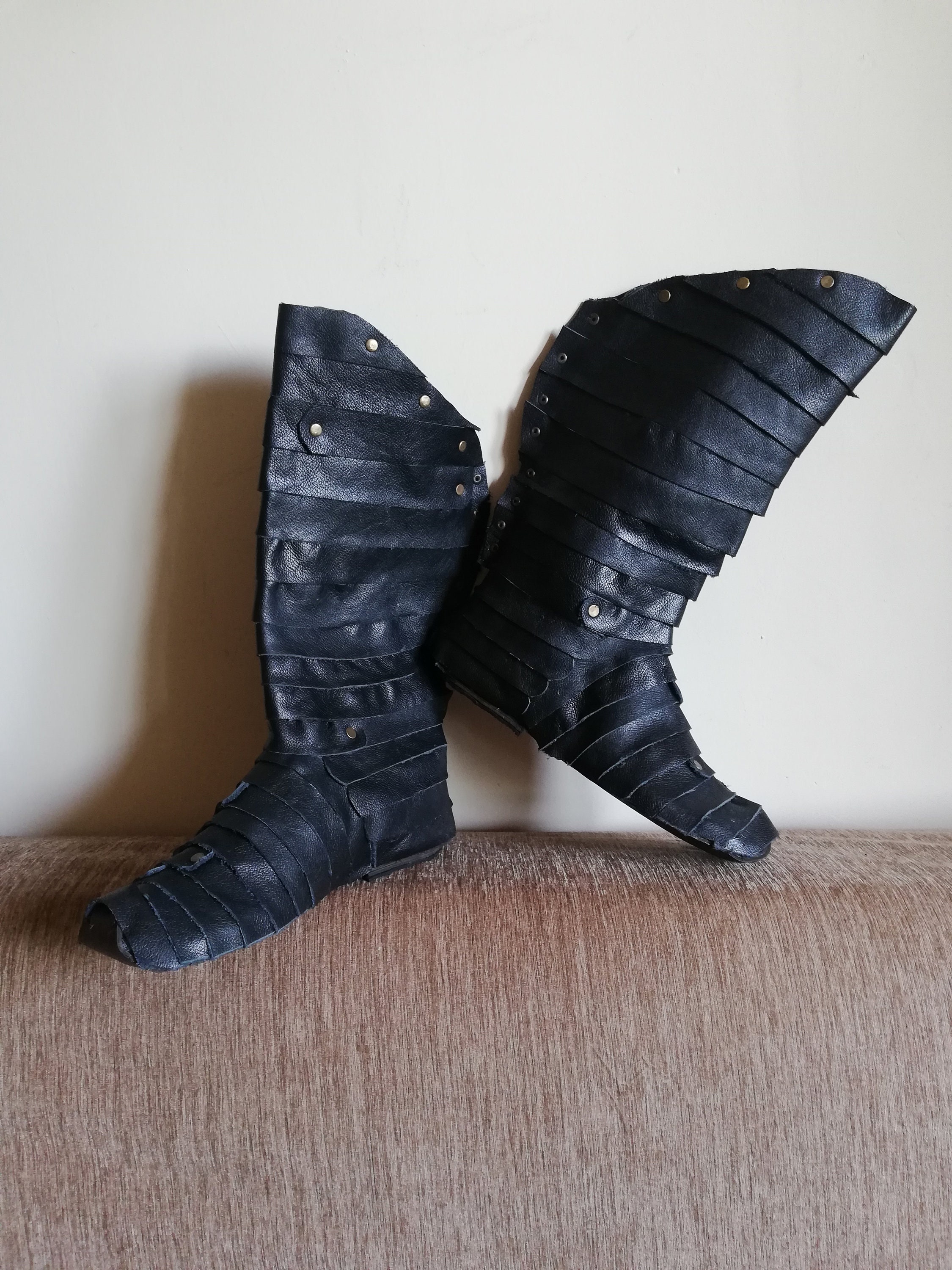 VIKING Ragnar Lothbrok Leather Boots Lamellar Shoes Viking Etsy UK