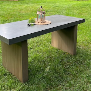 Custom Concrete Table Top | Wood Base