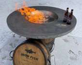 Concrete Fire Pits - various examples | Barrel Fire Pit | Gas Fire Pit