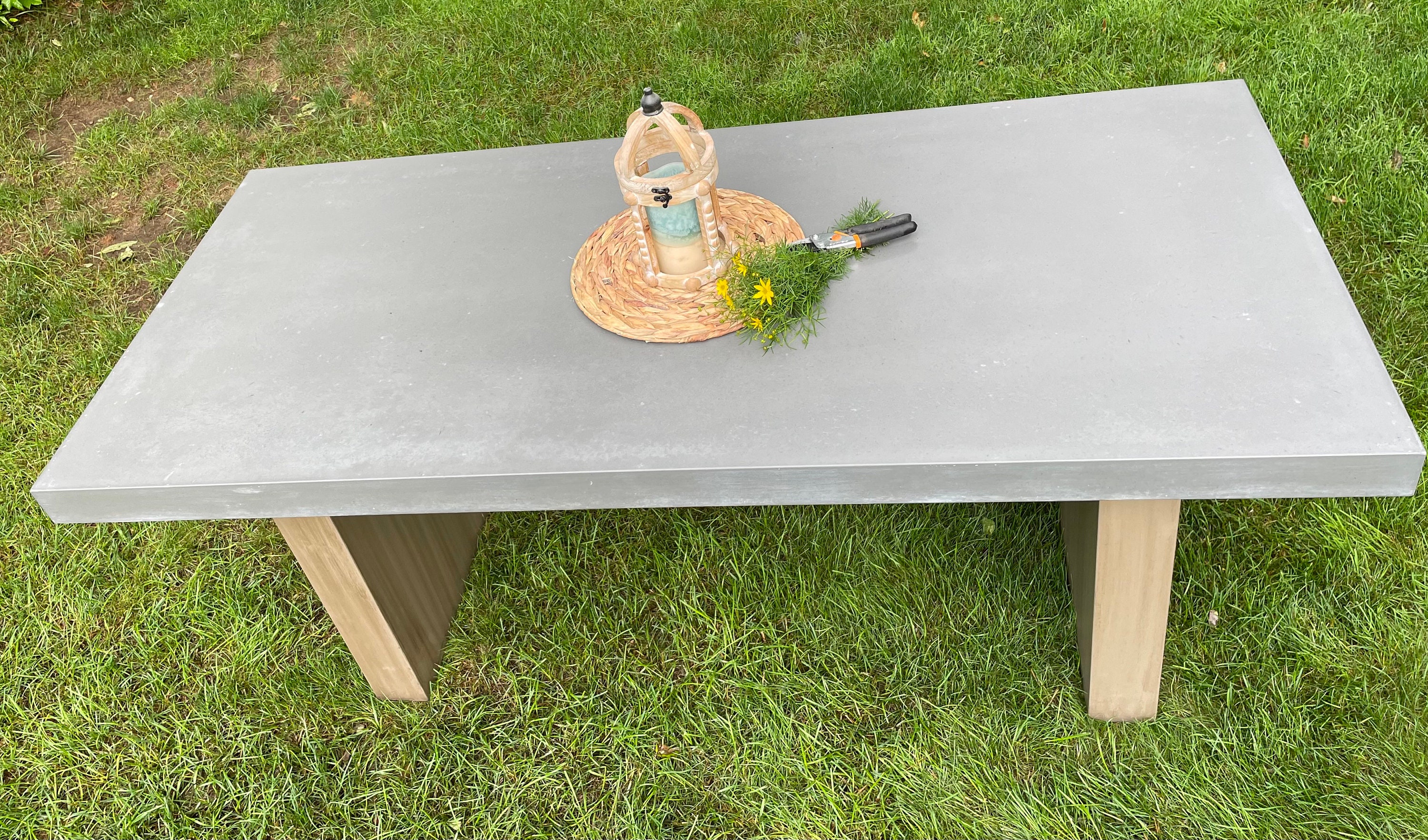 Custom Concrete Table Top Wood Base Etsy