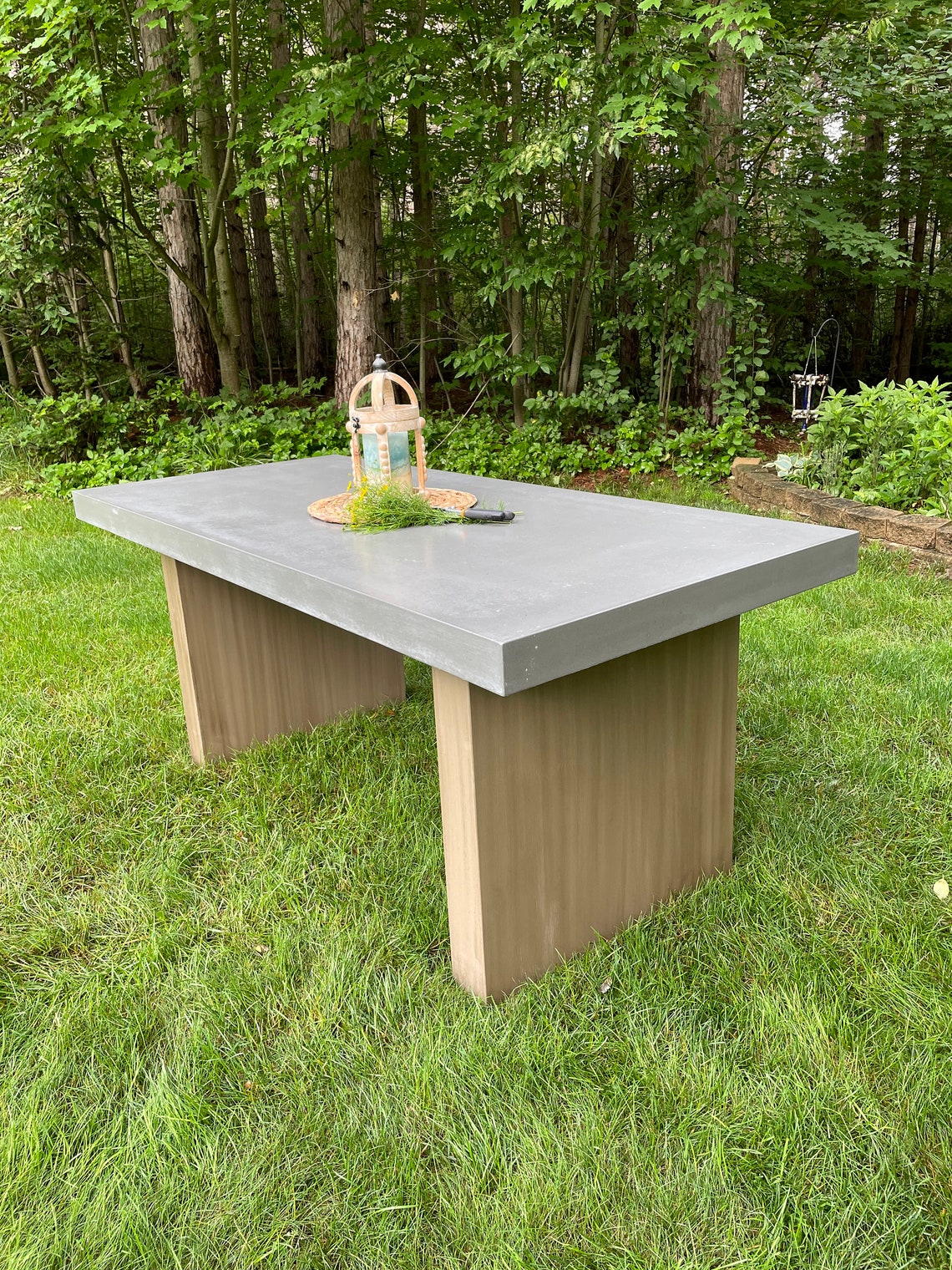 Custom Concrete Table Top Wood Base Etsy