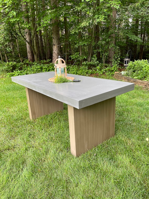 Custom Concrete Table Top Wood Base Etsy