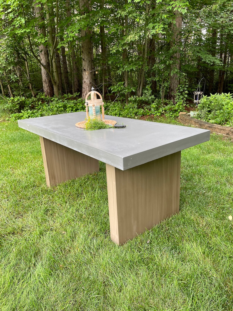 Custom Concrete Table Top Wood Base Etsy