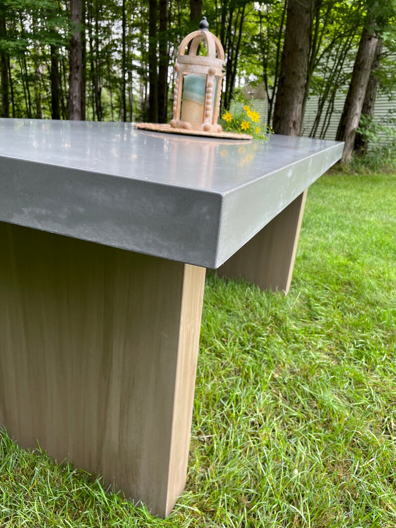 Custom Concrete Table Top Wood Base Etsy
